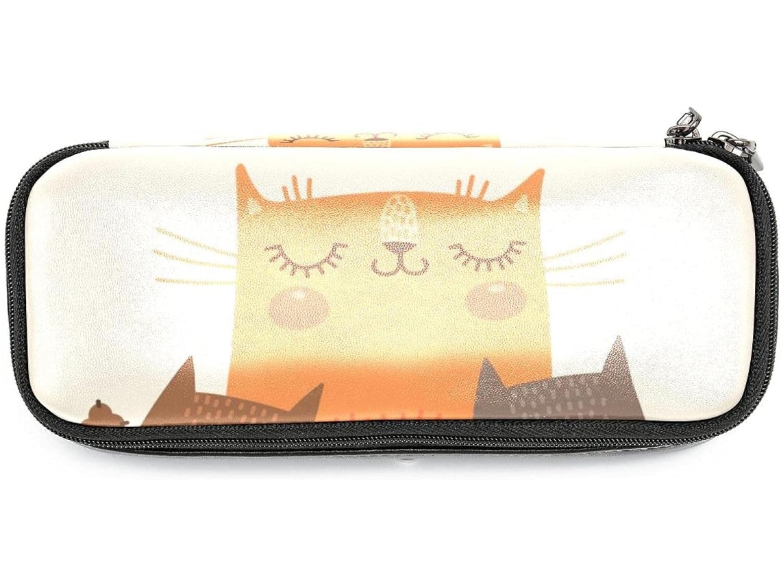 Este estojo com estampa de gato "Nós te amamos, mamãe" é um organizador de maquiagem de grande capacidade e ideal para maquiagem.