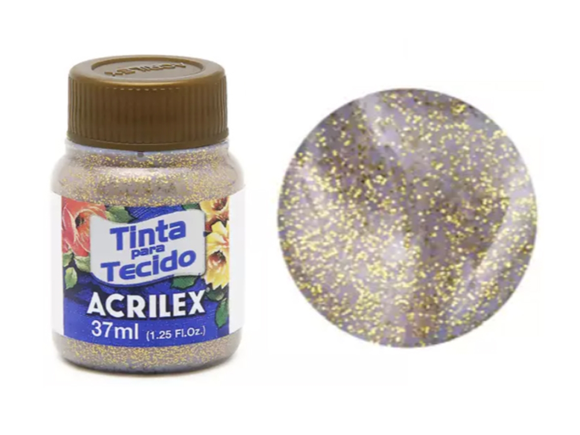 TINTA TECIDO GLITTER 37ML OURO 05040201 ACRILEX 