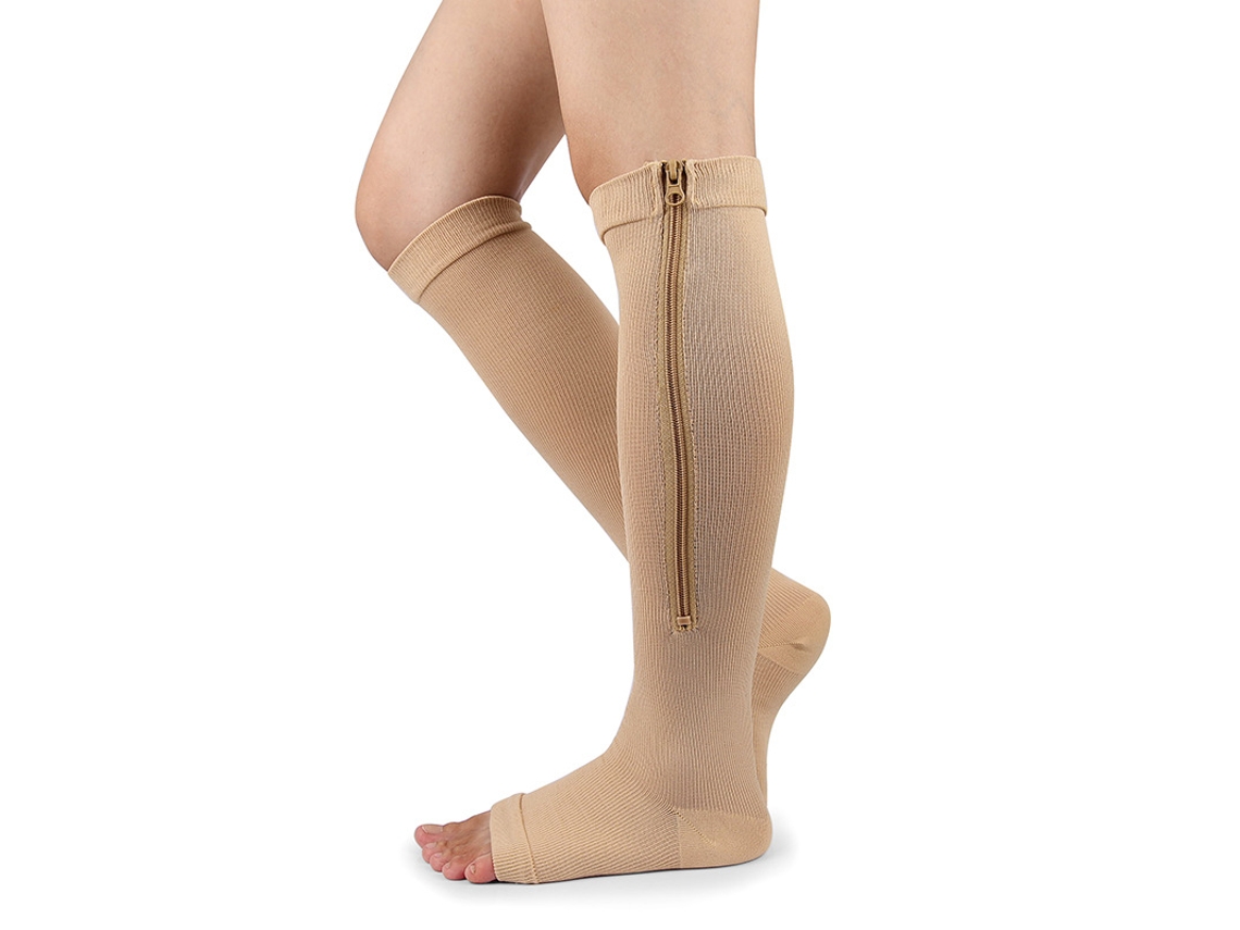 Meias De Compressão Com Zíper, Suporte Profissional Para As Pernas, Meias Mais Grossas Para Mulheres, Tamanhos G/gg