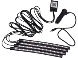 Conjunto Amosfun com 12 luzes LED para carro, lâmpadas decorativas coloridas para carro, luz noturna controlada.