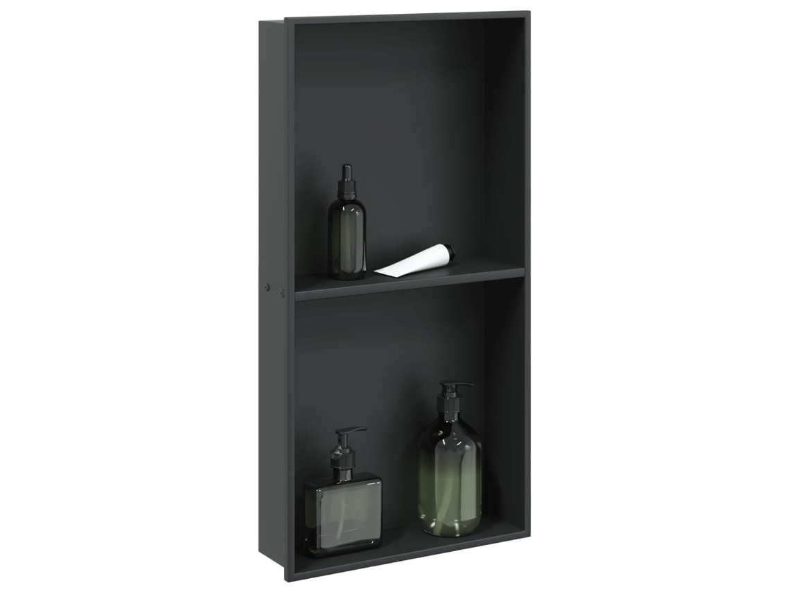 Vidaxl Nicho Parede P/ Duche 32x62x9 Cm Aço Inoxidável Preto Mate