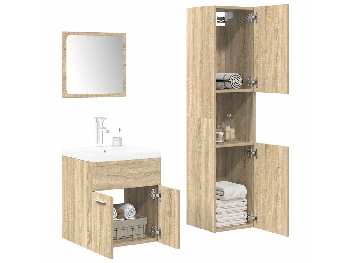 Vidaxl 4 Pcs Conj. Móveis Casa Banho Derivados Madeira Carvalho Sonoma