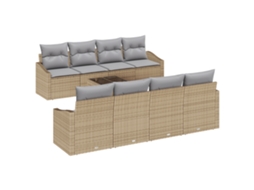 Conjunto 7 Móveis De Jardim Vidaxl Bege Vime Pe (55 X 55 X 37 Cm)