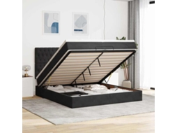 Estrutura De Cama Otomana Com Colchões 200x200cm Veludo Preto