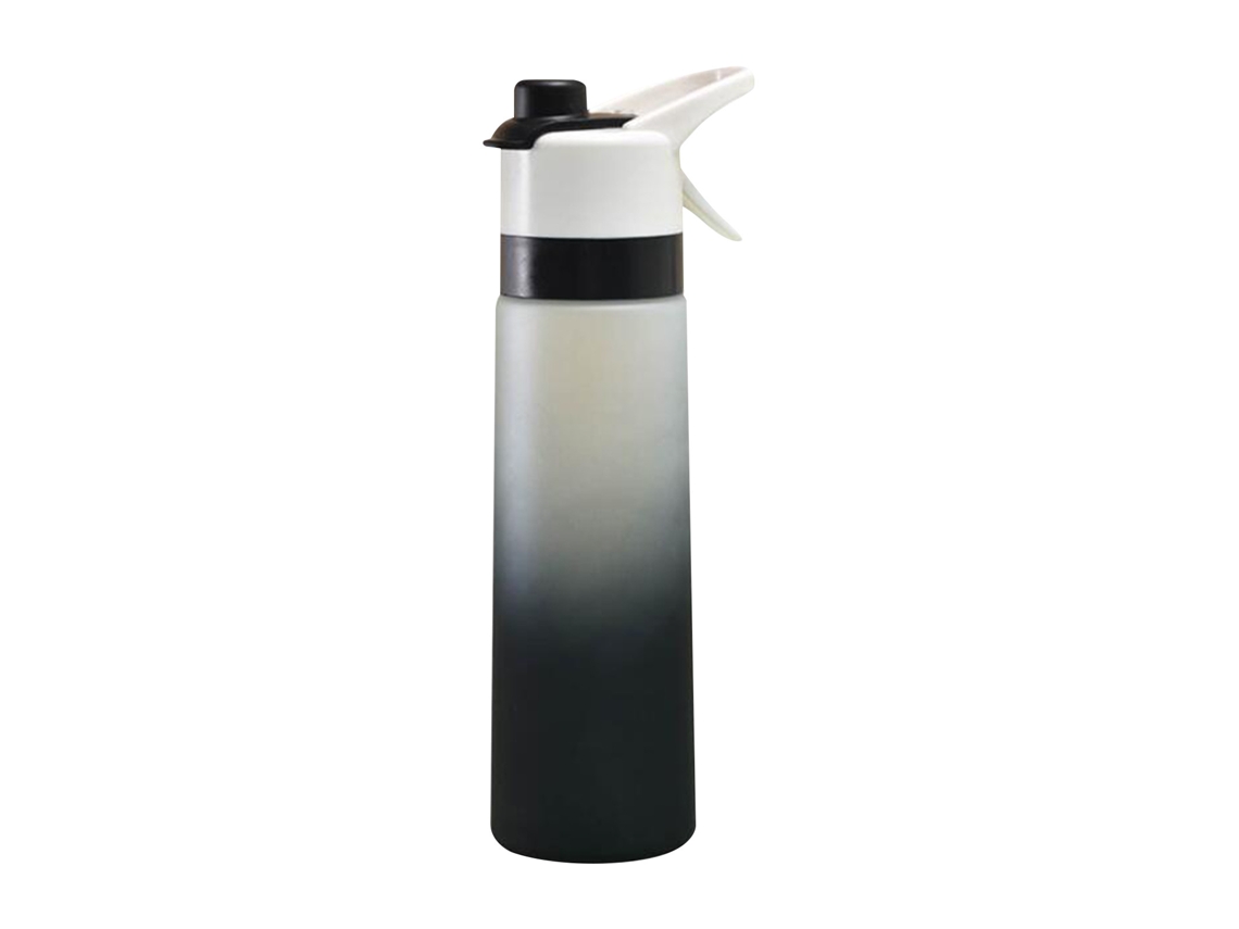 Garrafa de Água Esportiva Unissex com Spray de Espuma Degradê, Copo de Plástico Colorido para Água com Spray. MDUG (preto)