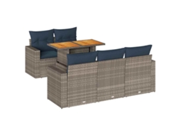 Conjunto de 6 Sofás de Jardim com Almofadões Vime Cinzento MAISON EXCLUSIVE (80x200 cm)