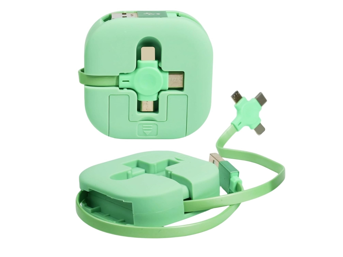Pièces Câble Multi Chargeur Rétractable 3 En 1 1,2 M — Câble Usb Multi Embout Avec Lightning/micro Usb/usb‑c, Enrouleur Cable