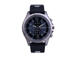 Reloj Casual Para Hombres De Dial Redondo Con Tres Ojos Correa De Silicona Cuarzo