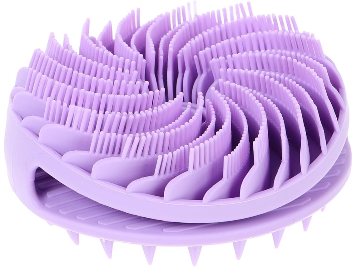 Escova Esfoliante De Silicone Dupla Face Imikeya, Roxa, Compacta E Leve, Para Banho, Esfoliação E Limpeza Profunda Dos