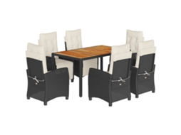 Garden Dining Set, Garden Dining Sets Vidaxl Preto Rattan / Vime (150 Cm Table Length)