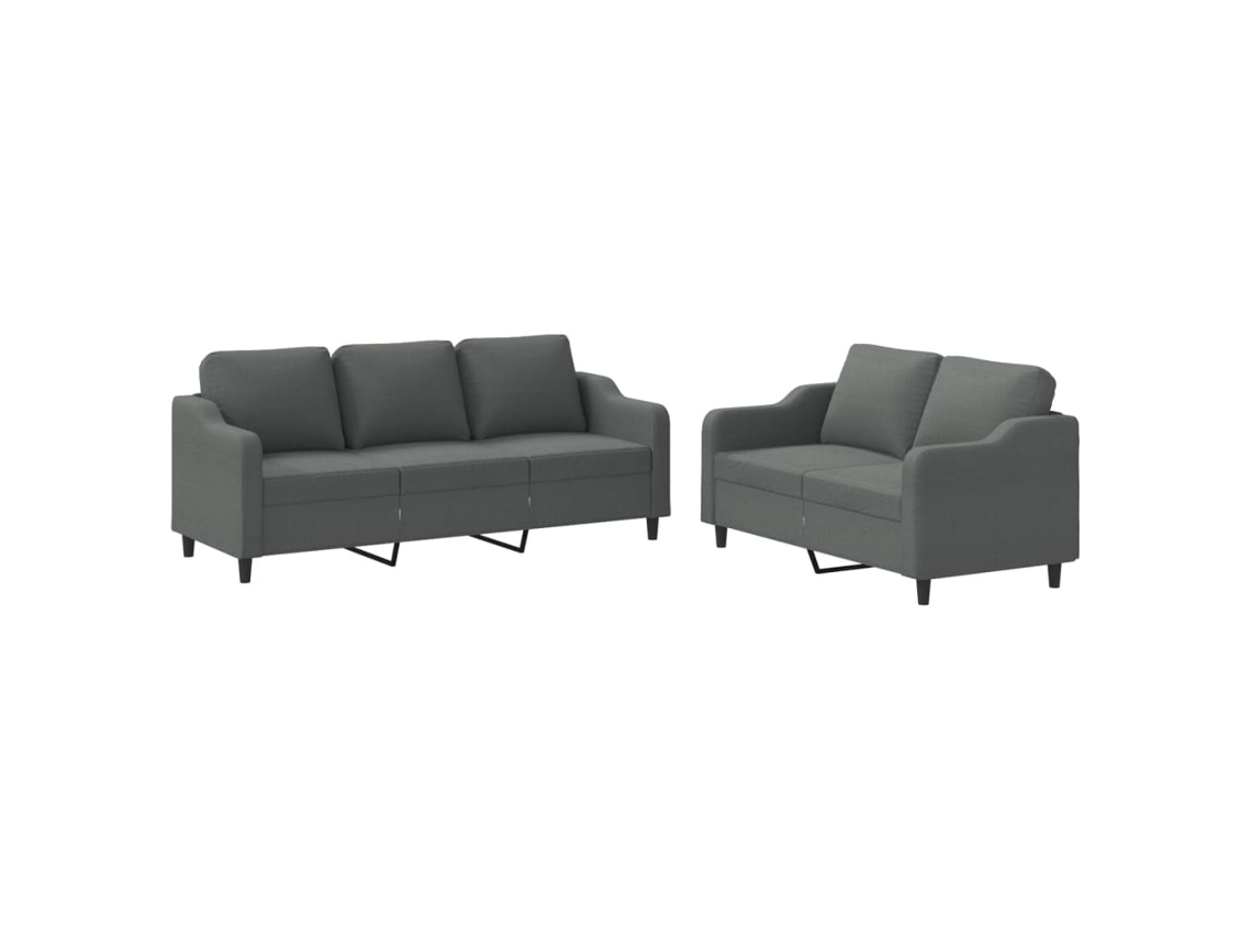 Conjunto de 2 sofás com almofadões tecido cinzento escuro MAISON EXCLUSIVE