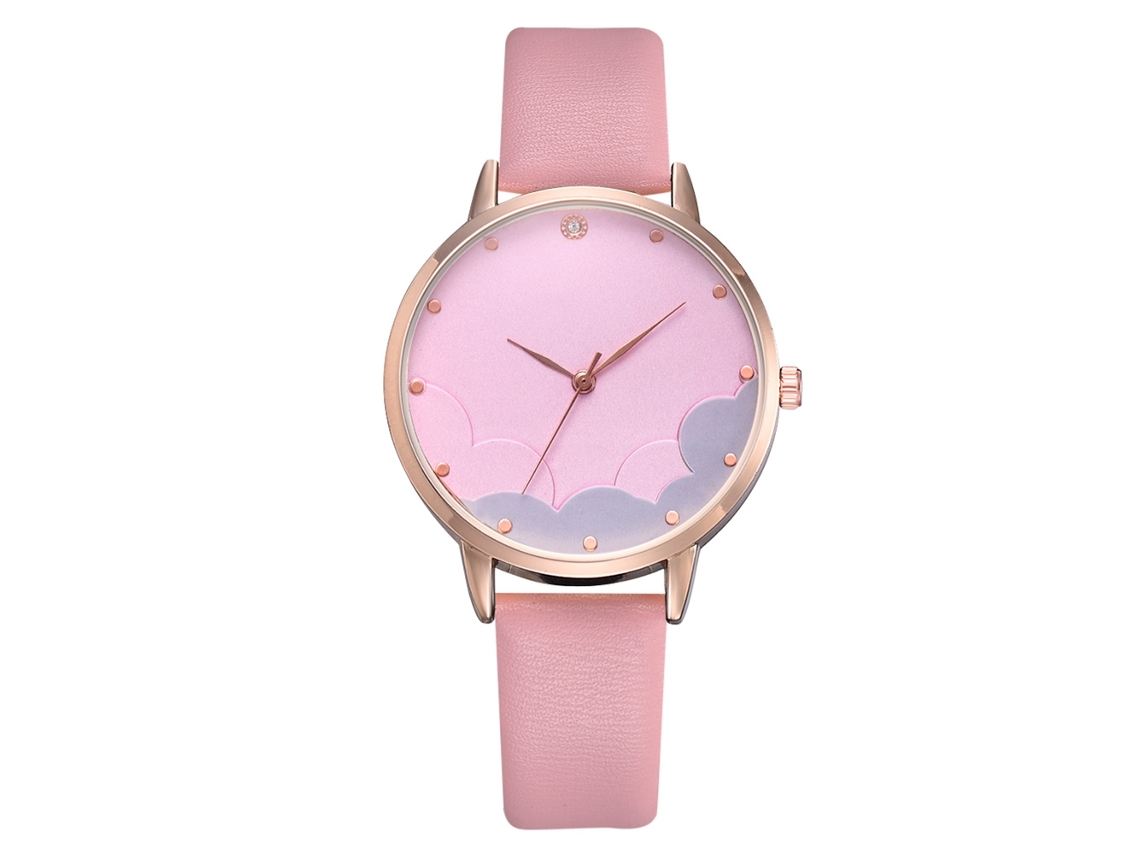 Relógio de Pulso Feminino de Liga com Cristais, Moda Casual, Elegante e Preciso (rosa)