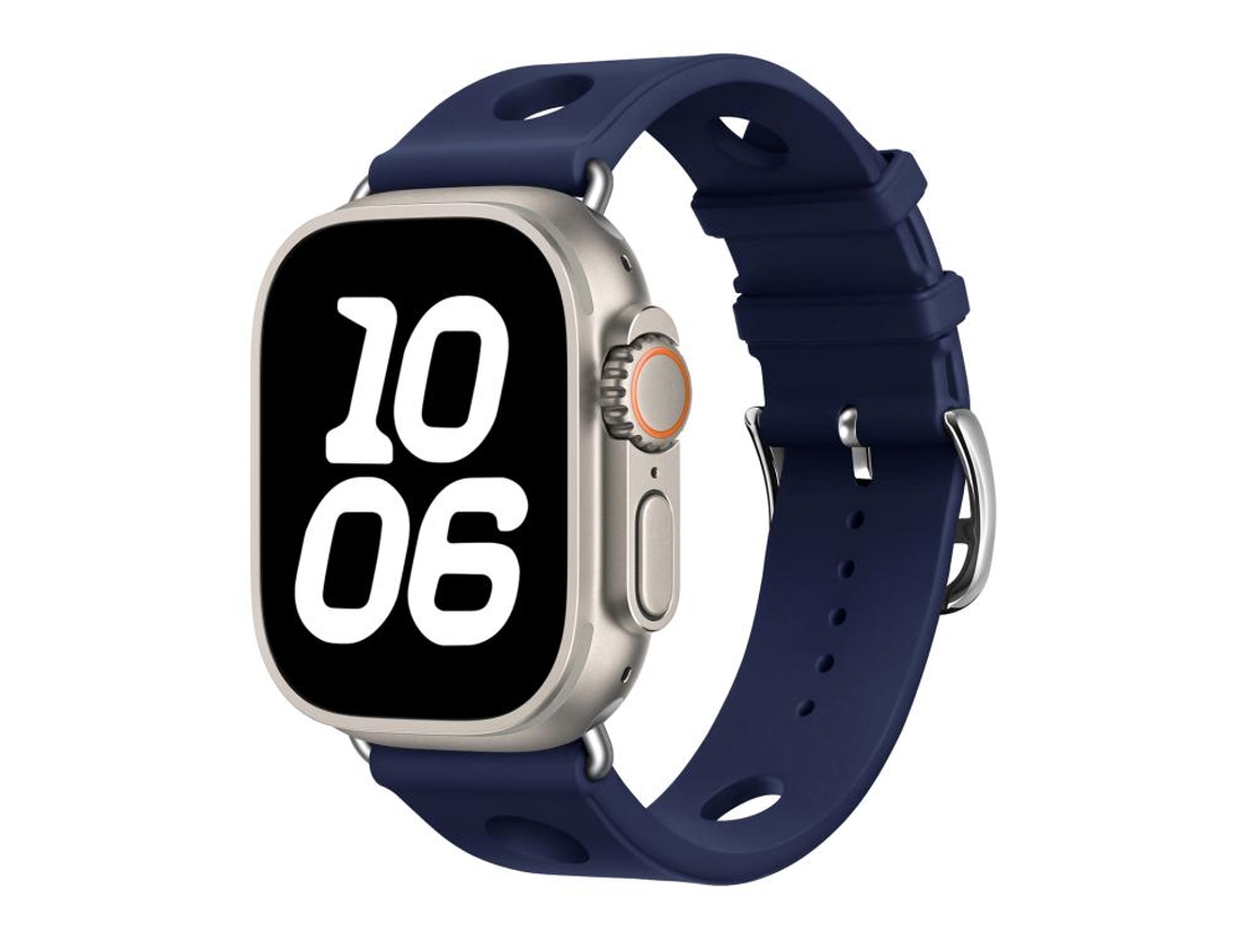 Bracelete para Apple Watch 46/49/45/44mm Silicone Preta com Furos para Fivela e Textura Escada Laranja XIAOMOYU