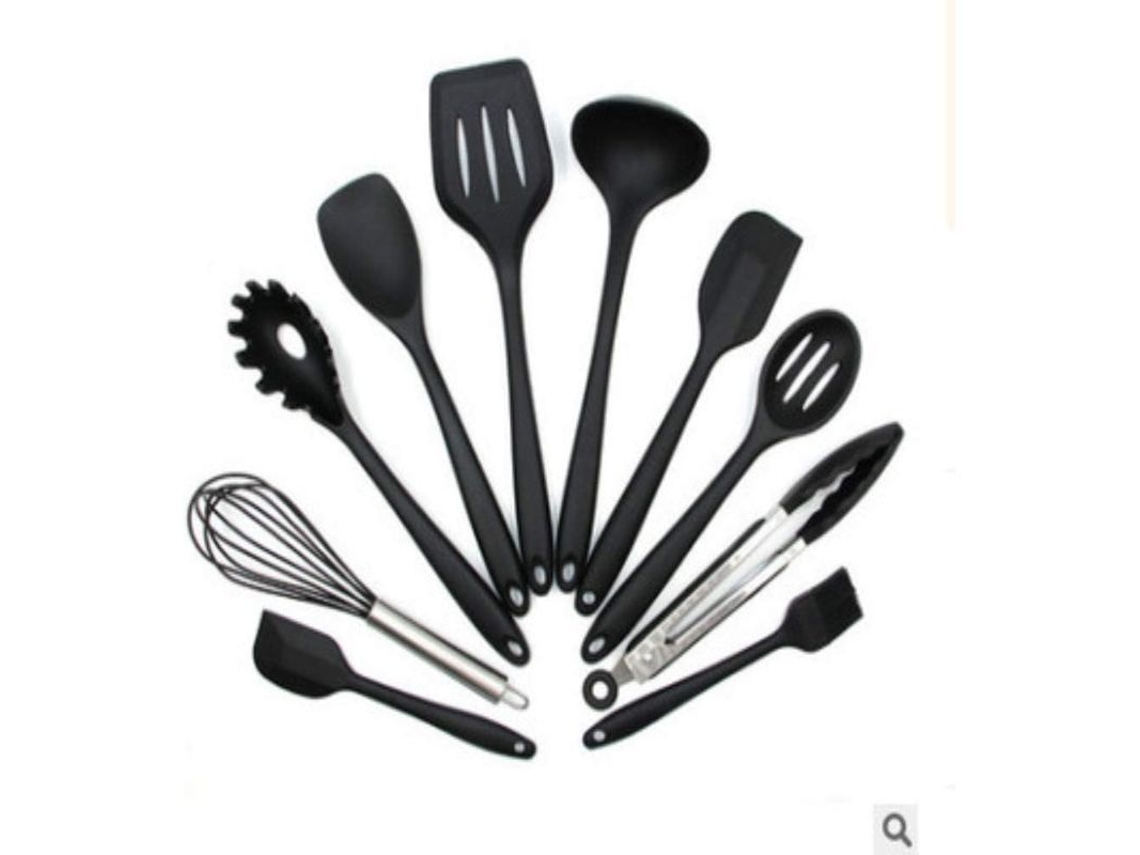 10 Peças De Utensílios De Cozinha De Silicone Resistente Ao Calor Inodoro Para Cozinha Antiaderente (preto)