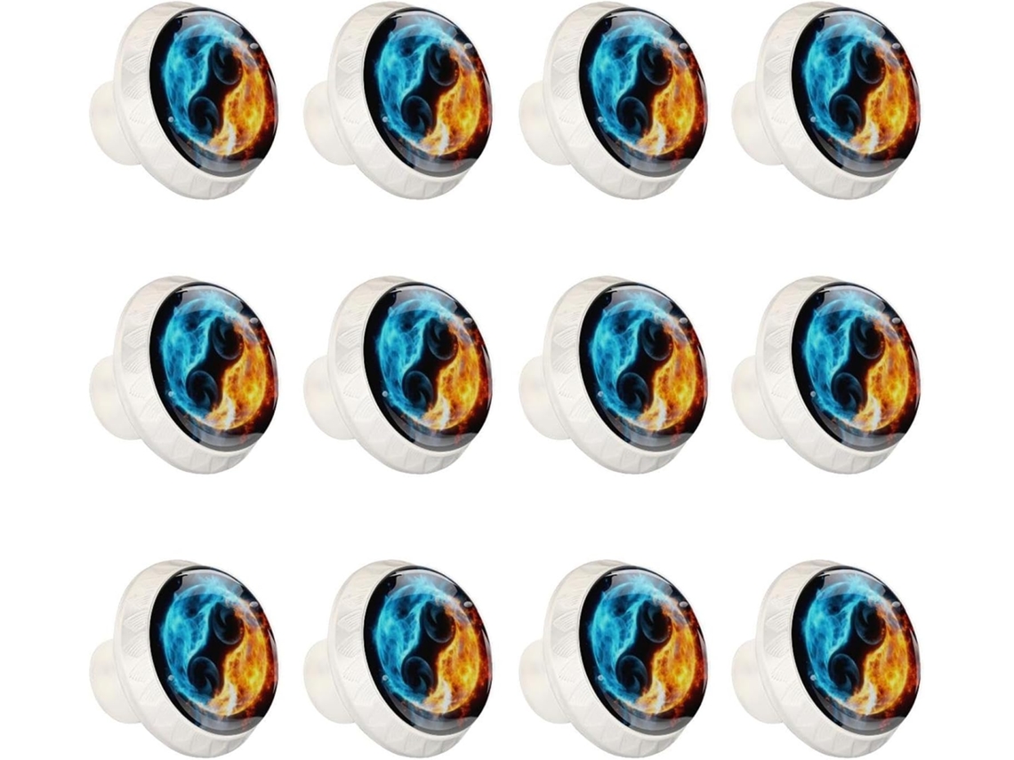 Puxadores E Maçanetas Redondas Para Armários De Cozinha, Conjunto De 12 Peças, Design Artístico Com Os Símbolos Yin Yang
