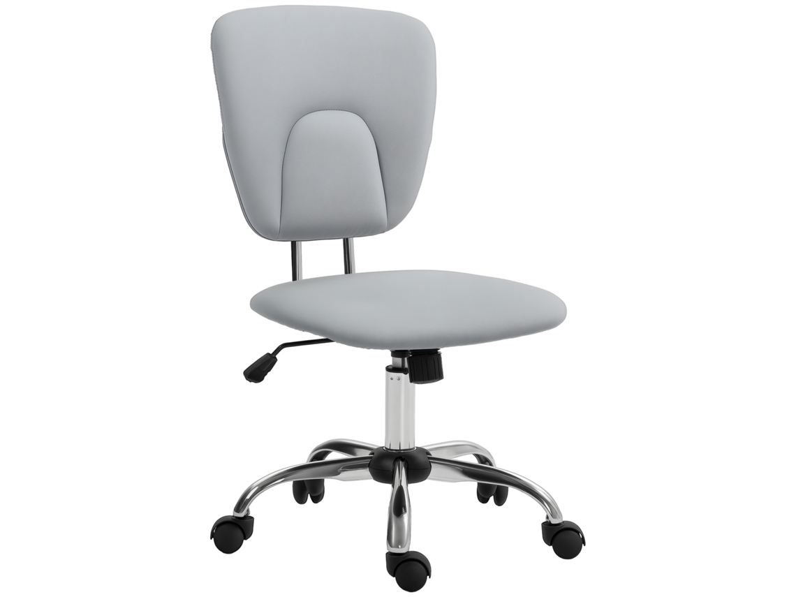 Cadeira Giratória De Escritório Em Couro Pu Altura Regulável Função Basculante Carga 120kg Cinza Claro 50x54x87,5-96,5cm