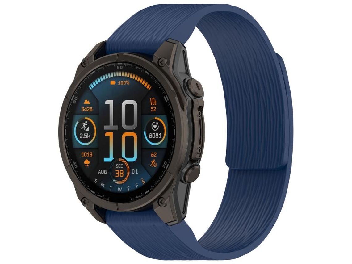 Bracelete para Garmin silicone magnético com listras verticais e liberação rápida azul escuro XIAOMOYU