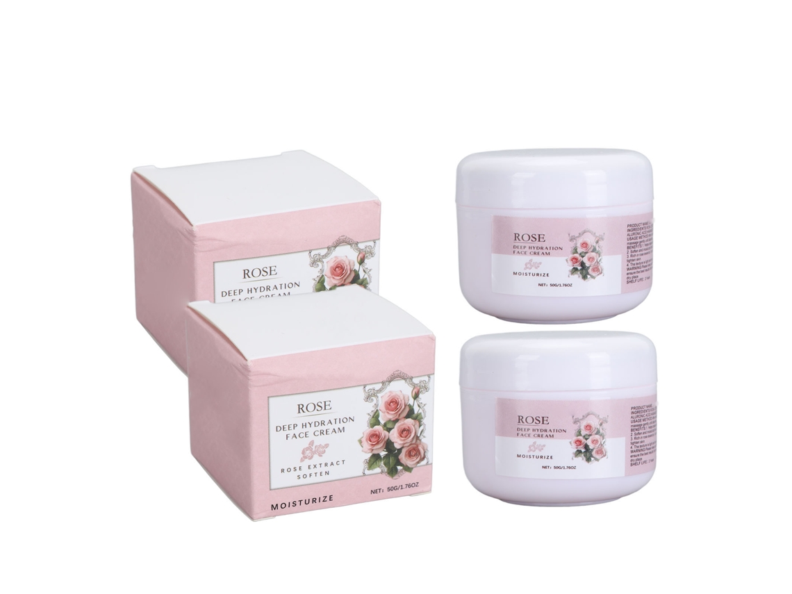 2 unidades de Creme Hidratante de Rosas 50g - Firmador, Clareador, Reduz Rugas Finais - Cuidado Facial