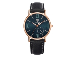 Relógio Feminino Yazole 327 Com Pulseira De Couro, À Prova D'água E Com Detalhes Luminosos.