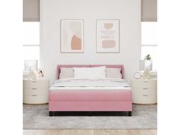 Vidaxl Cama Box Com Cabeceira Manual Rosa 190 X 140 Cm Veludo