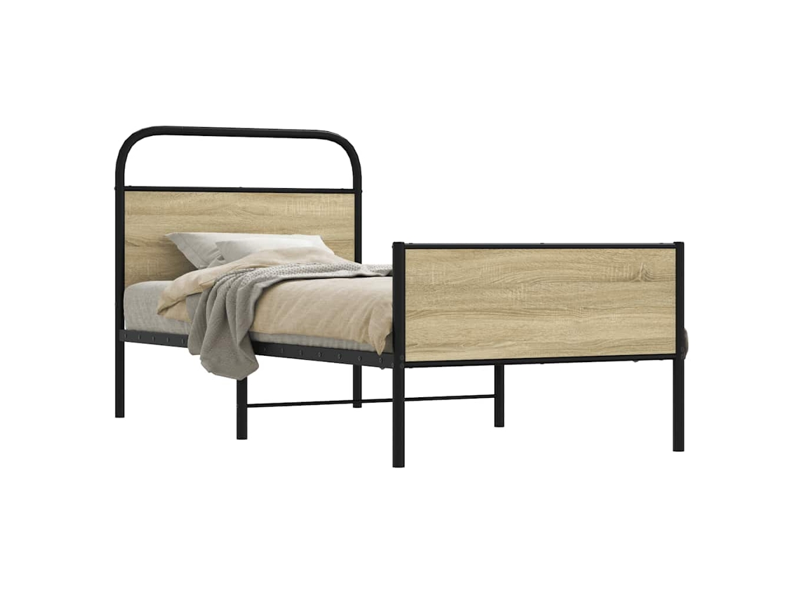 Estrutura Cama S/ Colchão Derivados De Madeira Carvalho Sonoma