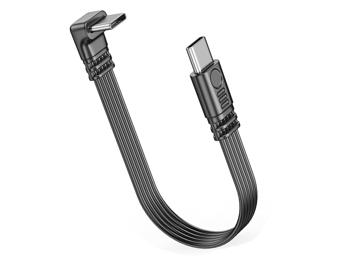Cabo Usb-c Curto Extra Flexível, Conector Macho-macho Em Ângulo De 90
