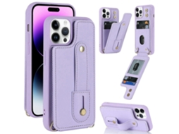 Capa Traseira Tipo Carteira Com Pulseira Vertical Para Iphone 14 Pro