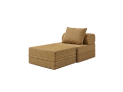 Sofá Modular 1 Lugar + Puff Convertível  Tweed Mostarda