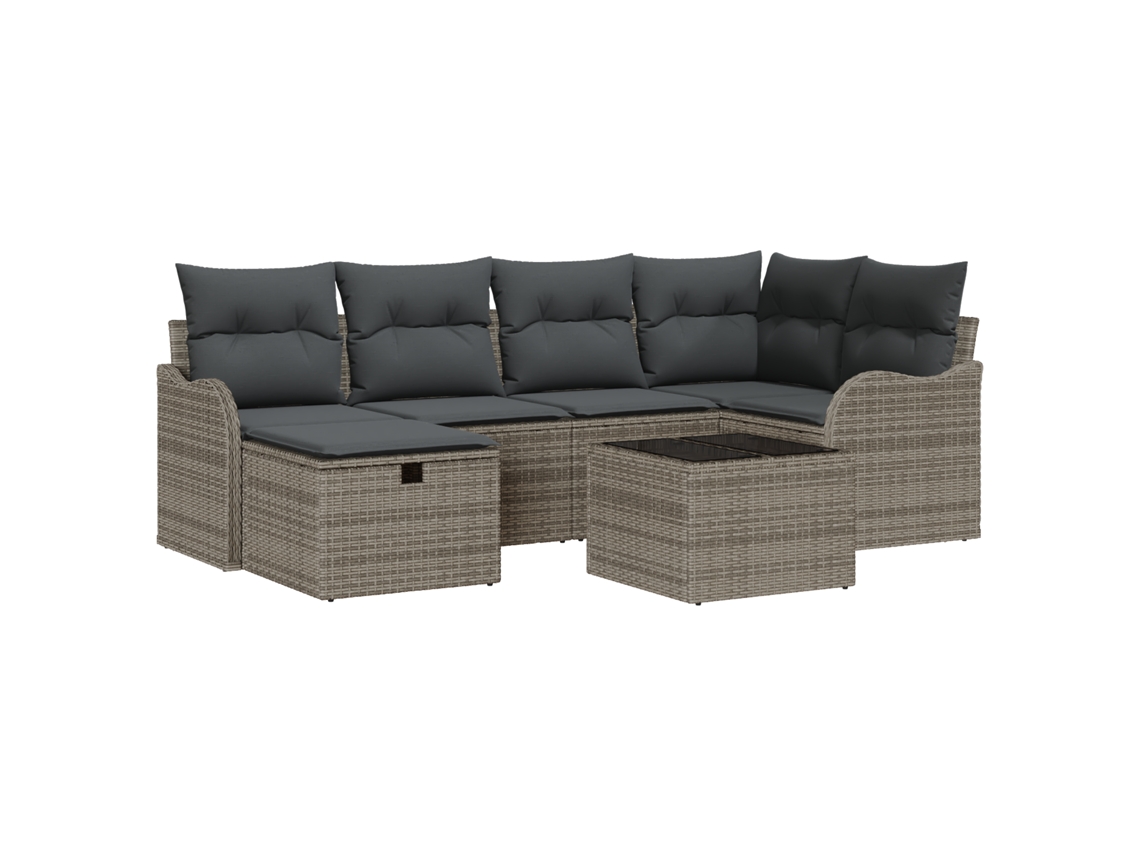 Conjunto 7 Móveis De Jardim Vidaxl Bege Vime Pe (55 X 55 X 37 Cm)