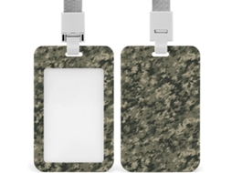 Porta Crachá Militar Camuflado Em Madeira, Protetor De Cartão Vertical Com Cordão, Capa Plástica Impermeável, Estojo
