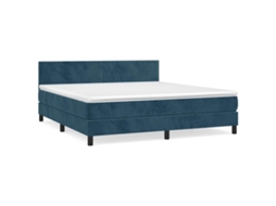 Conjunto 1 Cama Box Spring Vidaxl Azul Veludo (203 X 180 X 88 Cm)
