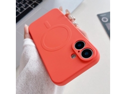 Capa Magsafe Para Iphone 17 - Silicone Líquido Com Cor Sólida | Magnética - Laranja