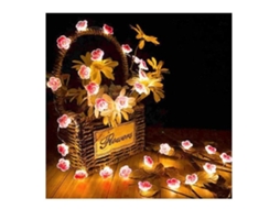Cordão De Luzes Led, 40 Díodos, 4 M, Acabamento Rosa, Temporizador, Resistente À Água, Para Decoração De Casa, Festas, Jardim E Eventos