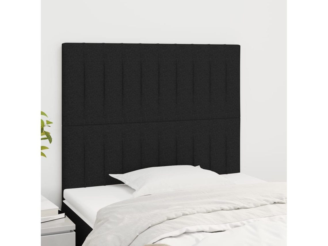 Vidaxl Cabeceira Preta 100x5x118/128 Cm Tecido