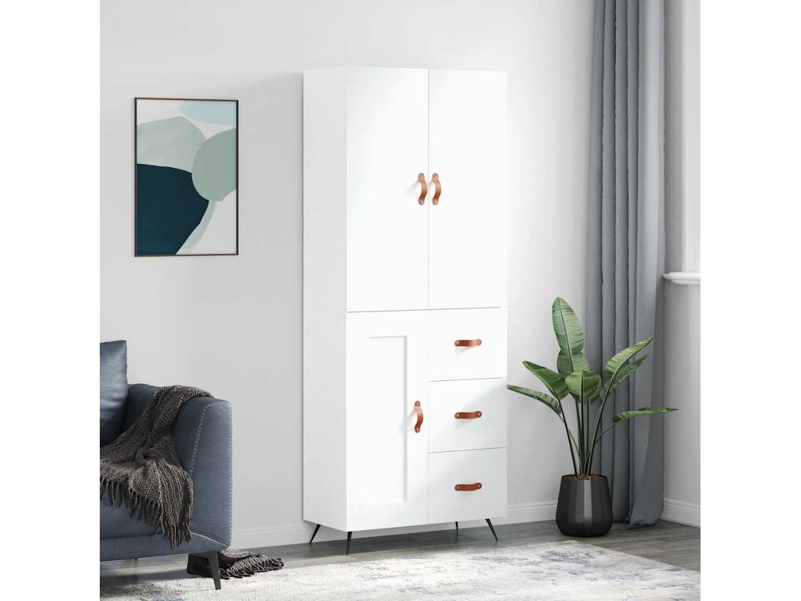 Vidaxl Armário Alto 69,5x34x180 Cm Derivados De Madeira Branco