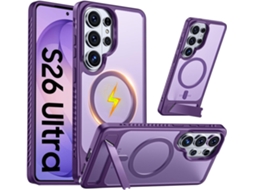Capa Para Samsung Galaxy S26 Plus, Com Ímã E Suporte, À Prova De Choque, Roxa Panoona