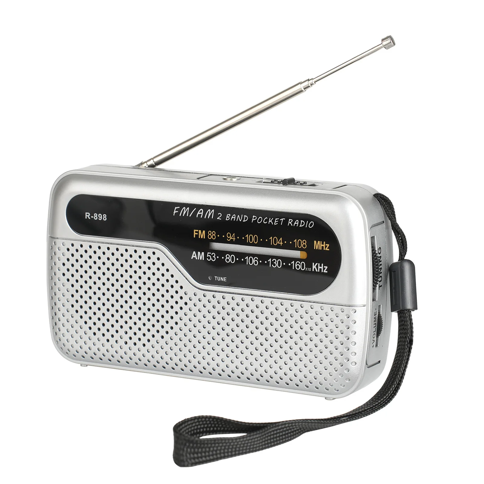 Fm/am Rádio, Alimentado por Bateria, Alta Sensibilidade, Alto falante Embutido, com Antena Rotativa, 3, 5 Mm para Fone de Ouvido MDUG (prata)