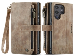 Lurelia Estojo Flip Iphone 15 Pro Cordão Magnética Suporte Porta-cartões Couro Pu Tpu Castanho Slim