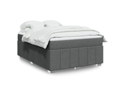 Vidaxl Cama Com Molas/colchão 140x200 Cm Tecido Cinzento-escuro