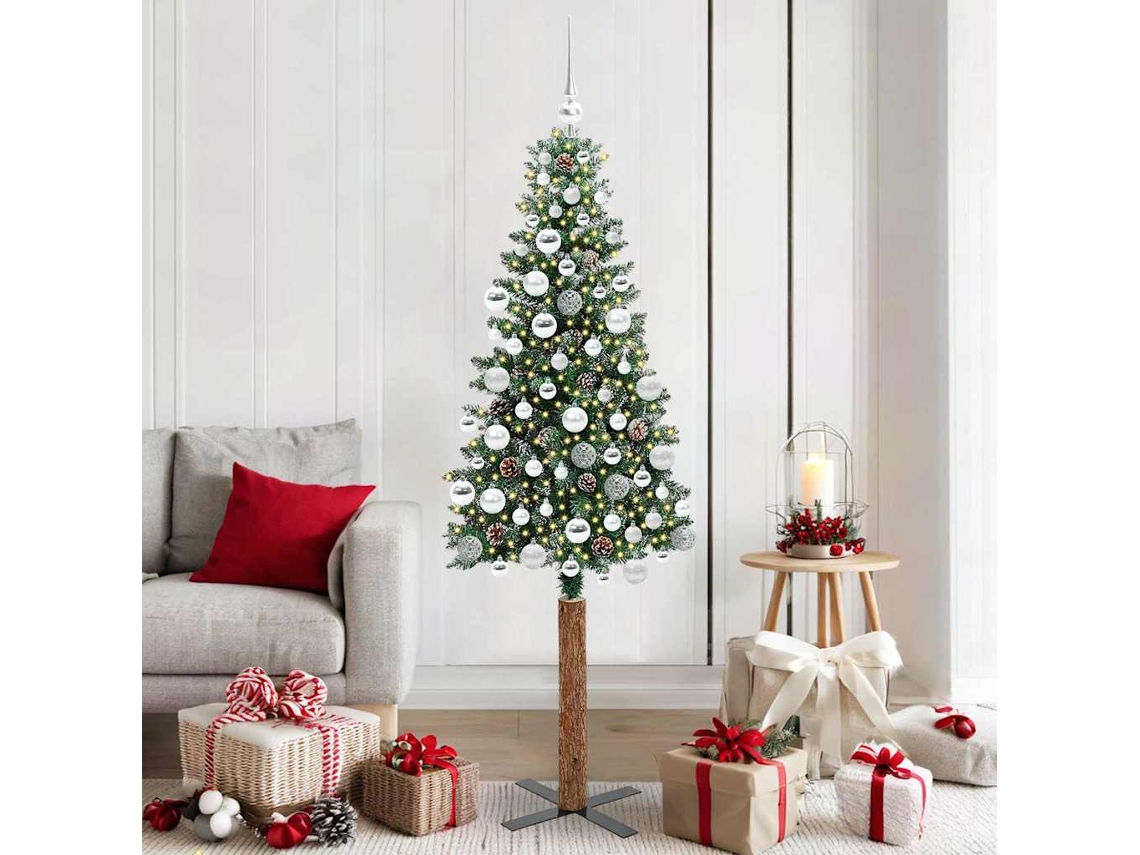 Vidaxl Árvore De Natal Slim Com 300 Leds Com Suporte Verde 180 Cm