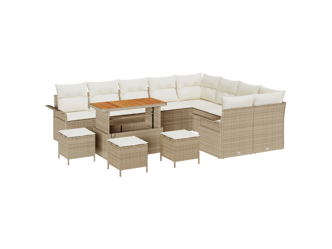Conjunto 13 Sofá De Jardim Vidaxl Bege Vime Pe (110 X 55 X 71 Cm)