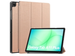 Capa Dobrável Para Samsung Galaxy Tab A11 Plus Na Cor Ouro Rosa