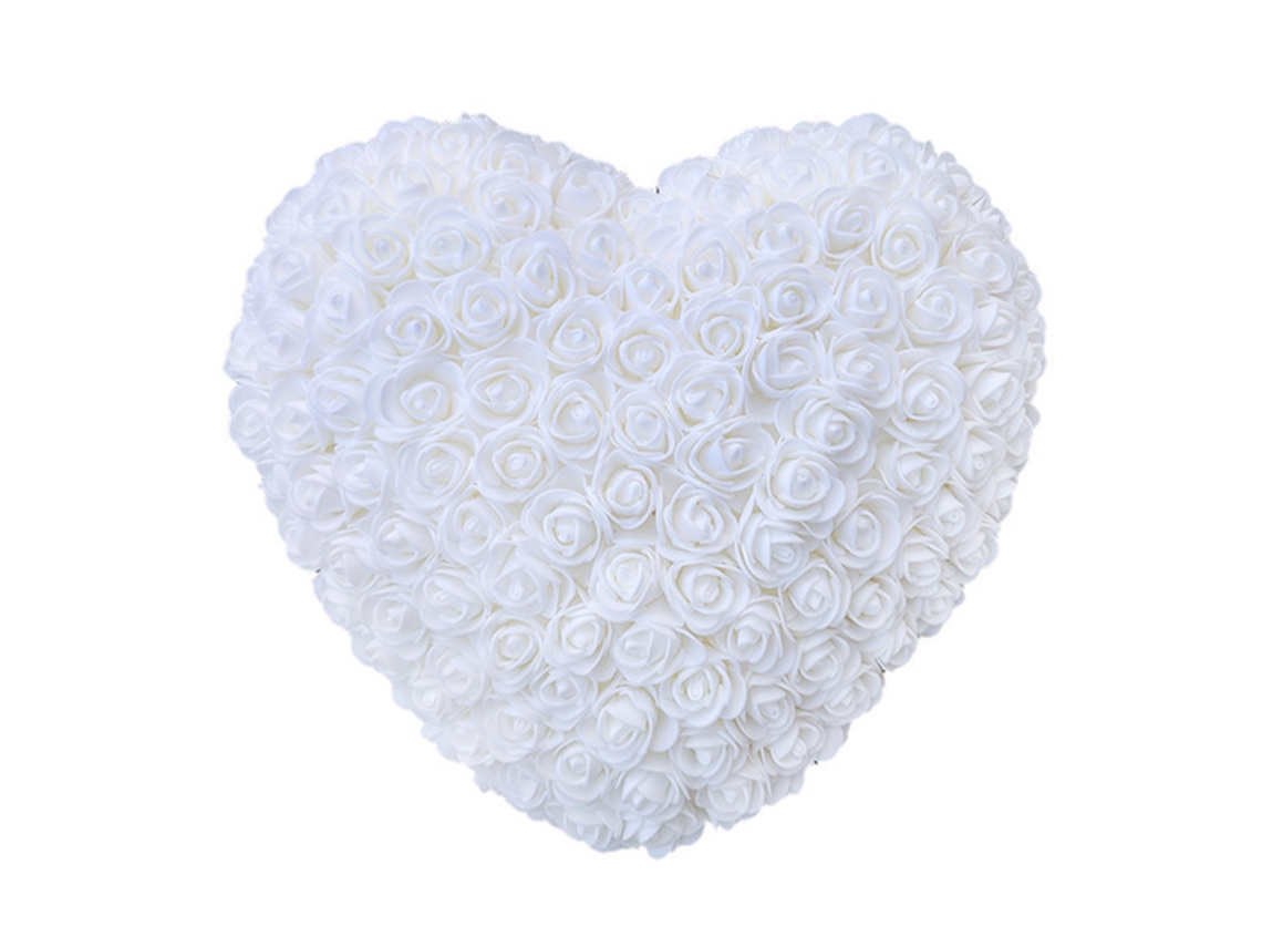 Rosa de Cera Branca 25cm com Coração de Pêssego para Dia dos Namorados LAXISCREED