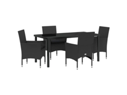 Maison Exclusive - Conjunto De Jantar Para Jardim Com Almofada 5 Pcs Preto Vime Pe