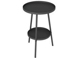 Mesa de jardim redonda de 2 níveis com bordas elevadas e bandeja inferior, Ø32x51cm, preta ZENCORE SERVICES