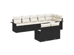 Conjunto 8 Conjunto De Sofá De Jardim Vidaxl Preto Vime Pe (55 X 55 X 37 Cm)