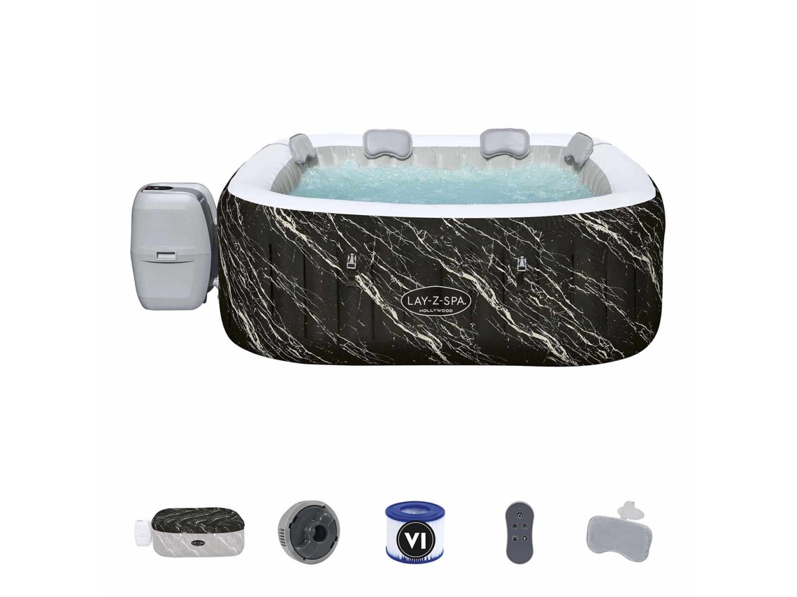 Spa Hinchável BESTWAY Lay z spa Hollywood Luxe Airjet 6 180x180x66 Cm para 4 6 Pessoas com Luz Led - Airjet 140 Chorros