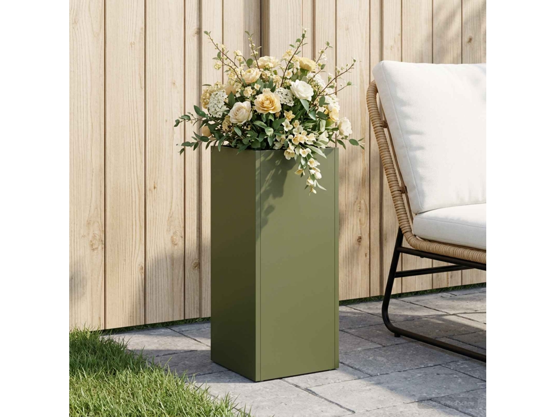 Vidaxl Vaso De Jardim Verde-azeitona 20 X 20 X 40 Cm