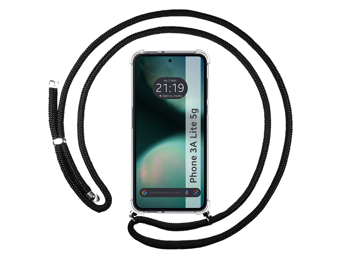 Capa Tumundosmartphone Transparente Para Nothing Phone 3a Lite 5g Com Correia Preto