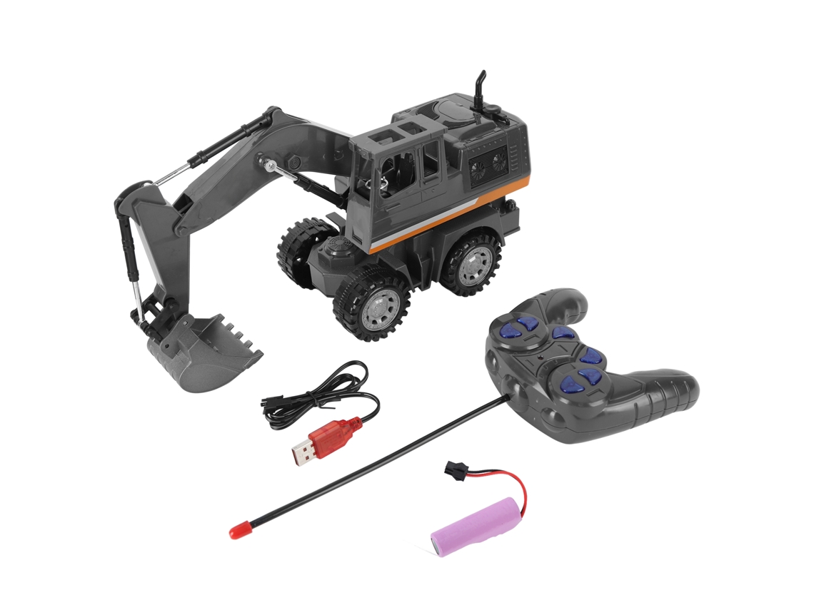 Brinquedo De Escavadora Controle Remoto 1:20 Rotação Livre 5 Canais Luzes Frias